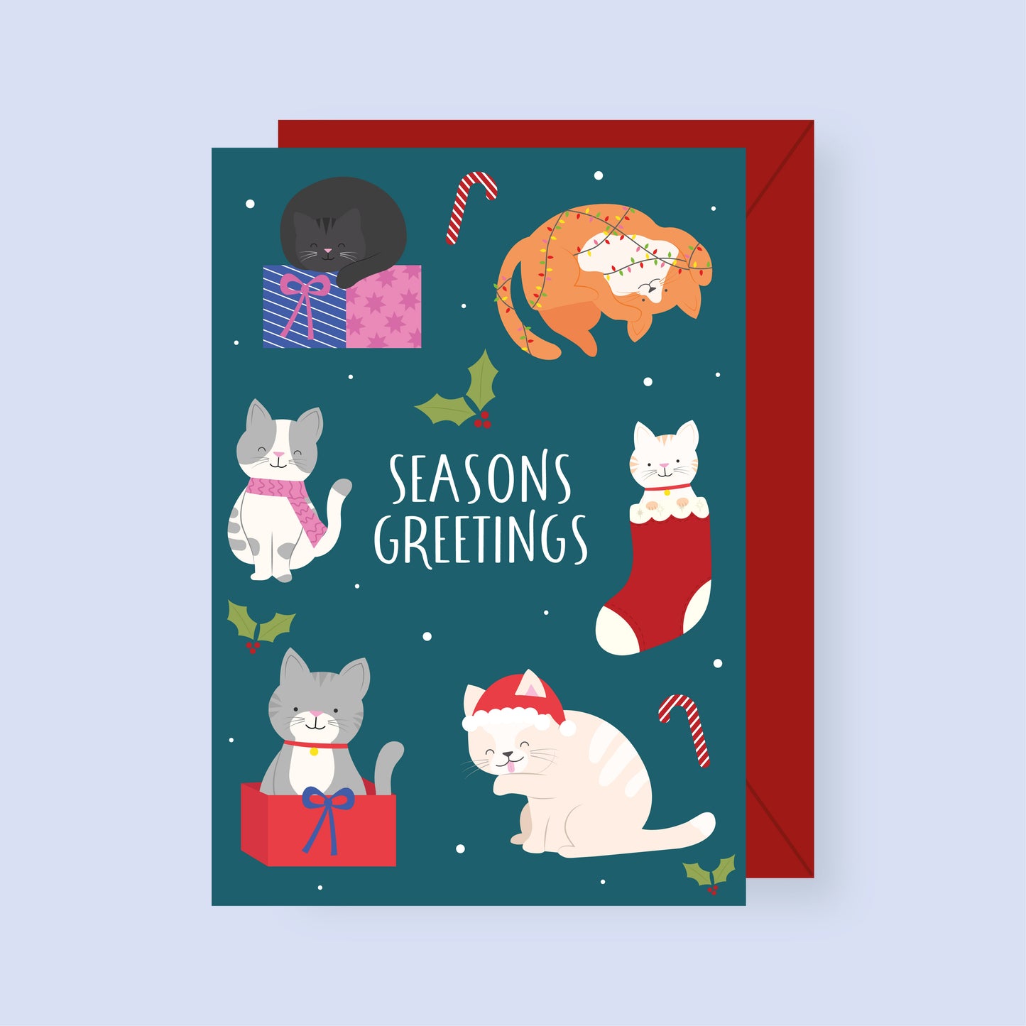 Seasons Greetings Cat Card