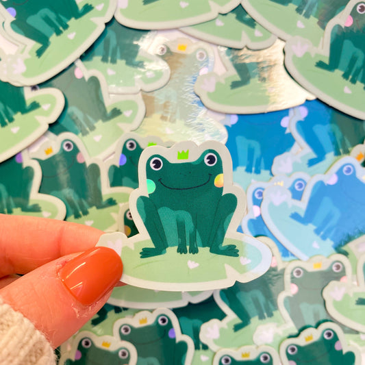 Cute Small Frog Holographic Sticker
