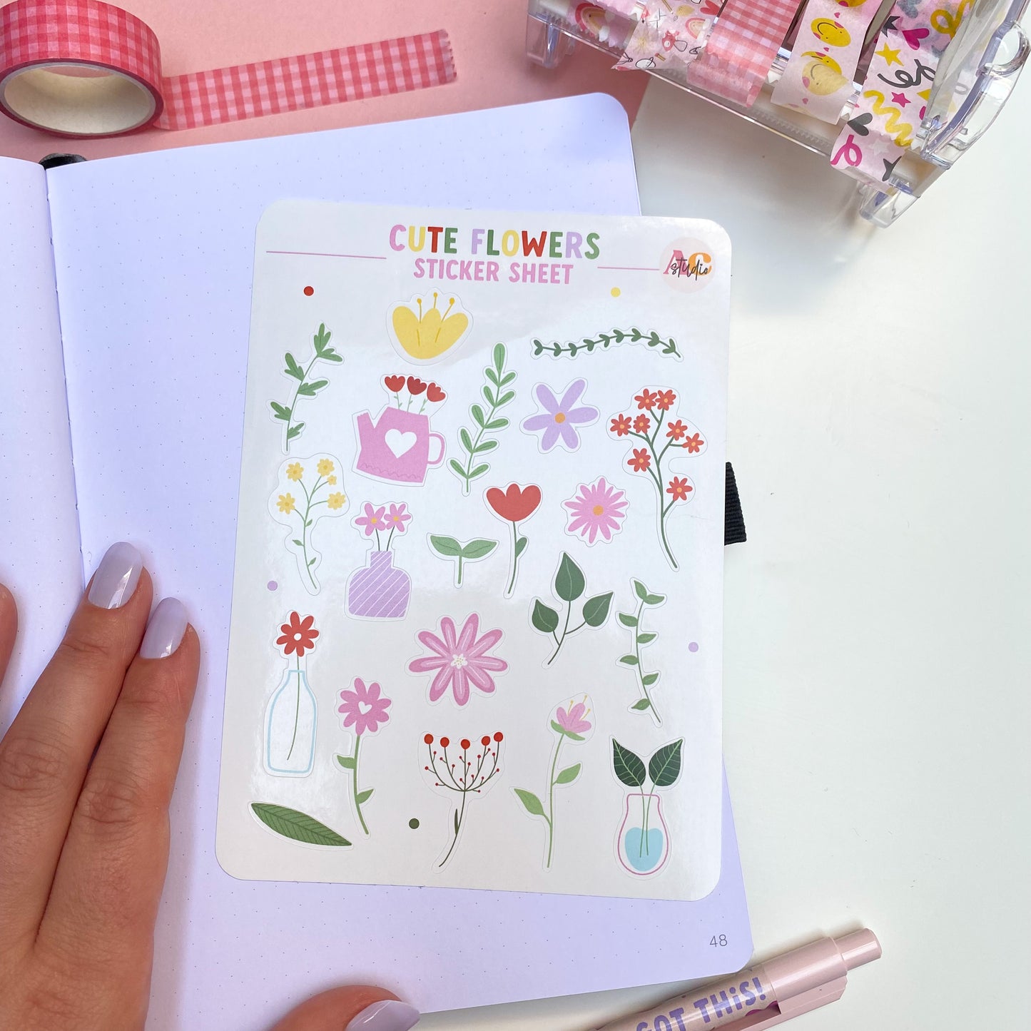 Cute Flowers Sticker Sheet