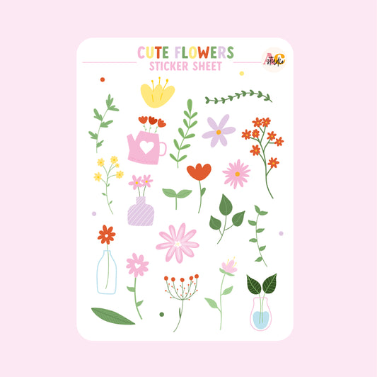 Cute Flowers Sticker Sheet